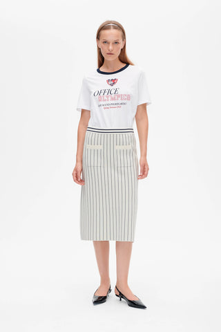 Baum und Pferdgarten Celie Creme Navy Stripe Skirt - Anavi