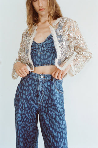Baum und Pferdgarten Mekira Leopard Vintage Blue Blouse - Anavi