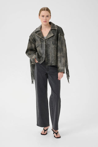 Gestuz Jacket Gzjaggy Black Leather Jacket - Anavi