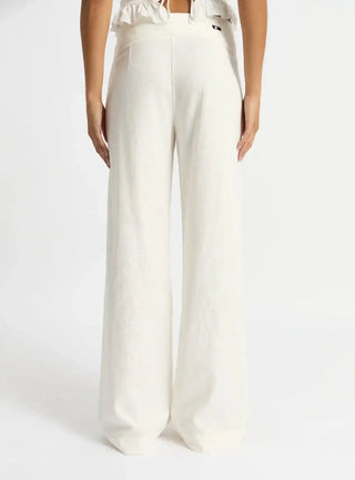 Laagam Kaine White Linen Pants - Anavi