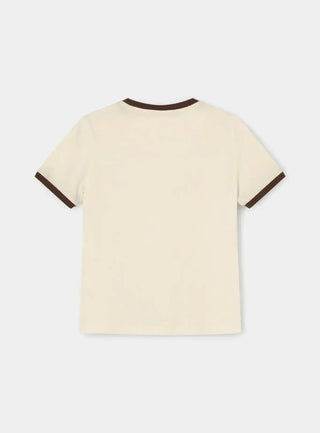 Laagam Olympia Ecru Cotton Logo T-shirt - Anavi