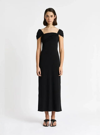 Laagam Sia Black Jersey Midi Dress - Anavi