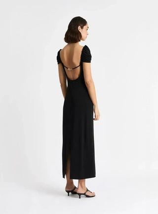 Laagam Sia Black Jersey Midi Dress - Anavi