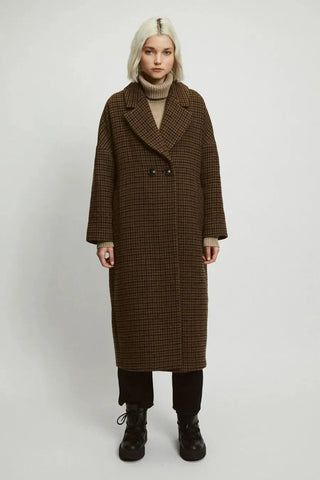 Rita Row Cedar Checkered Coat - Anavi